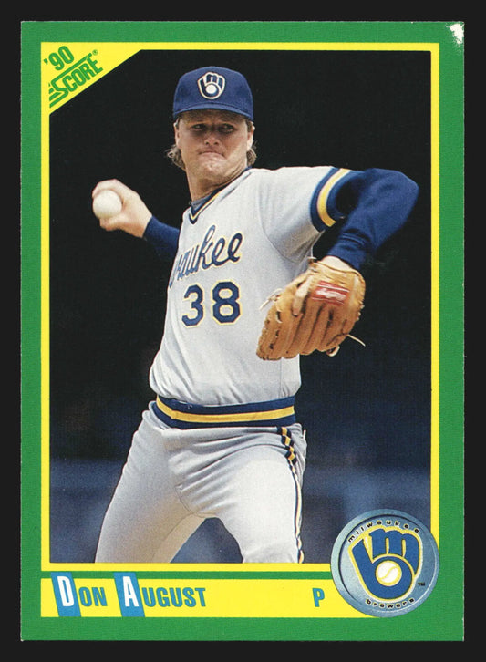 1990 Score #144 Don August Milwaukee Brewers - Baseball Card Single