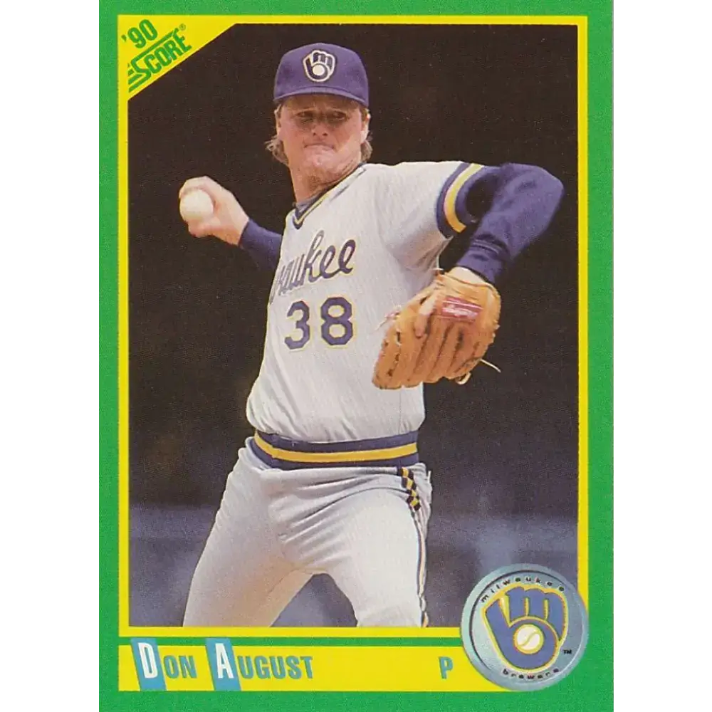 1990 Score #144 Don August NM-MT Milwaukee Brewers Baseball Card - Baseball Card Single