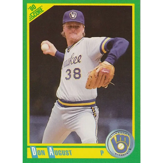 1990 Score #144 Don August NM-MT Milwaukee Brewers Baseball Card - Baseball Card Single