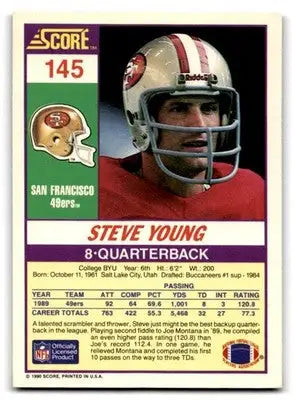 1990 Score #145 Steve Young - Football Card Single