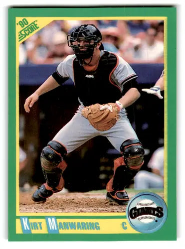 Original gloss Baseball card of Kirt Manwaring NM-MT from 1990 Score Giants