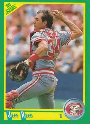 Original gloss of 1990 Score Jeff Reed baseball card featuring Reds player Simply Sandoval