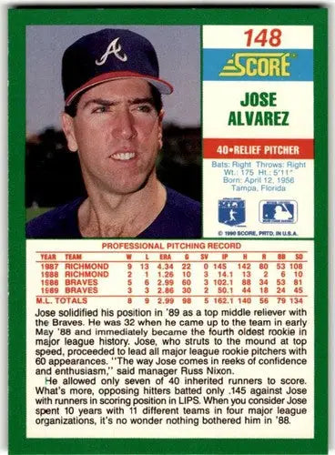 1990 Score #148 Jose Alvarez ID:46743 - Baseball Card Single