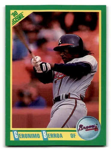 Original gloss Geronimo Berroa baseball card from 1990 Score #151 Braves