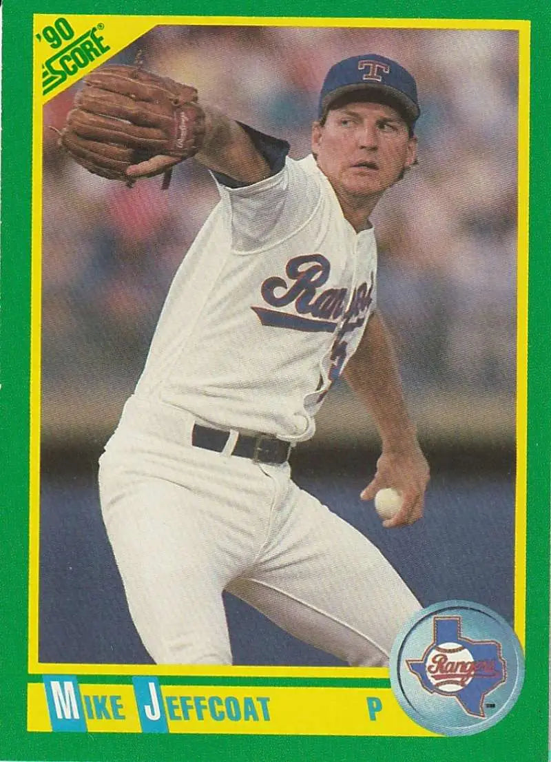 1990 Score #158 Mike Jeffcoat EX Excellent Texas Rangers Baseball Card - Baseball Card Single