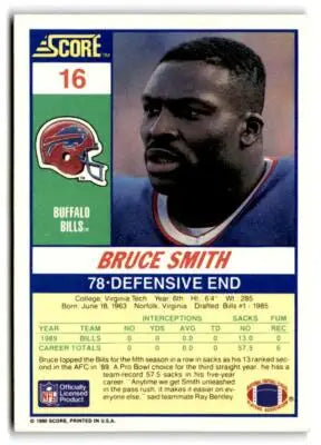 1990 Score #16 Bruce Smith - Football Card Single