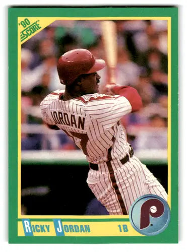 Original gloss Ricky Jordan baseball card 1990 Score NM-MT Phillies ID 70025