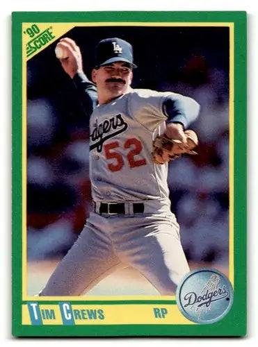 1990 Score #164 Tim Crews Los Angeles Dodgers Baseball Cards EX/NM ID:55182 - Baseball Card Single