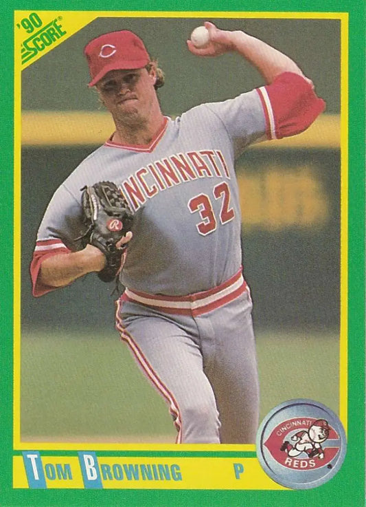 1990 Score #165 Tom Browning EX Excellent Cincinnati Reds Baseball Card - Baseball Card Single