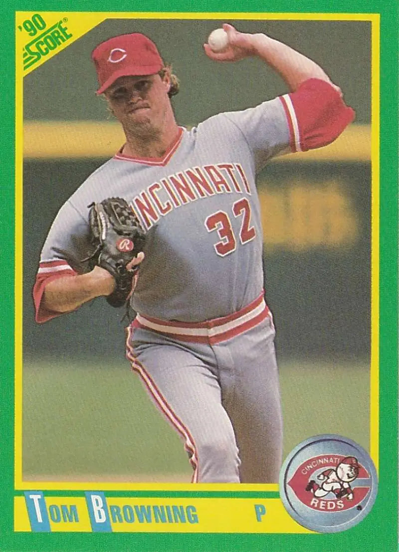1990 Score #165 Tom Browning EX Excellent Cincinnati Reds Baseball Card - Baseball Card Single