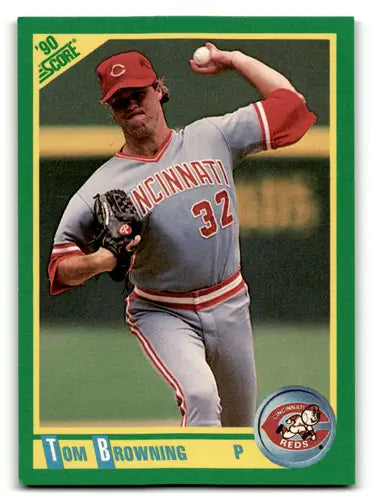 Tom Browning baseball card with original gloss from 1990 Score #165 Reds