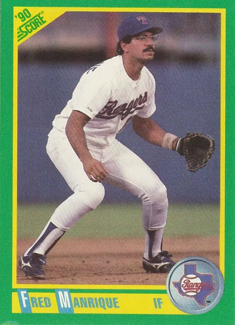 1990 Score #166 Fred Manrique EX Excellent Texas Rangers Baseball Card - Baseball Card Single
