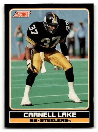 Original gloss Carnell Lake Pittsburgh Steelers football card from 1990 Score series