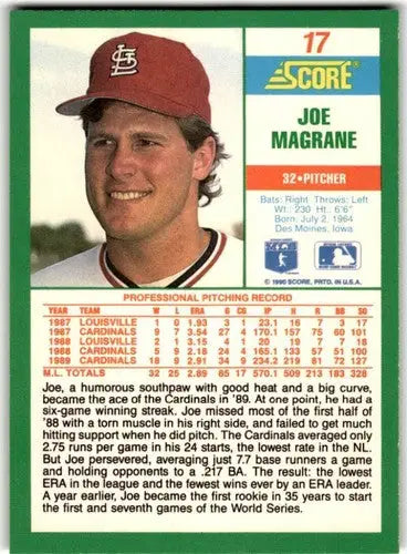 1990 Score #17 Joe Magrane ID:46726 - Baseball Card Single