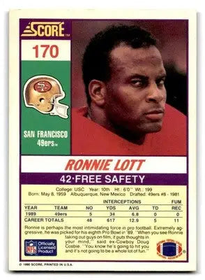 1990 Score #170 Ronnie Lott 49ers - Football Card Single