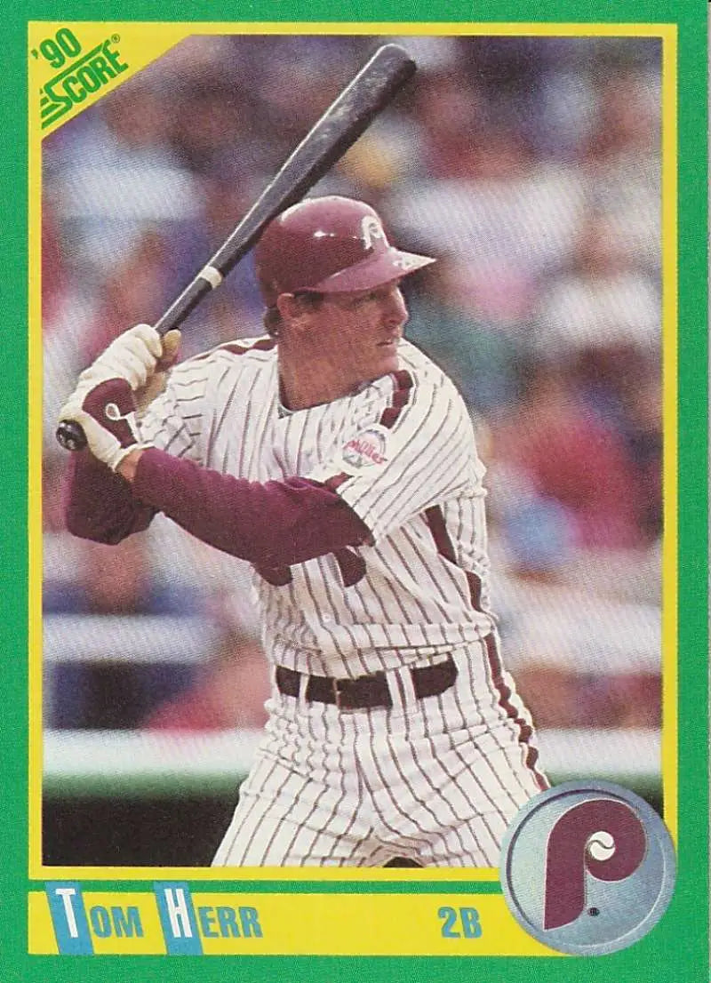 1990 Score #171 Tom Herr EX Excellent Philadelphia Phillies Baseball Card - Baseball Card Single