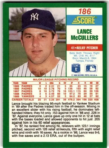 Original gloss Lance McCullers baseball card from 1990 Score #186 featuring Simply Sandoval