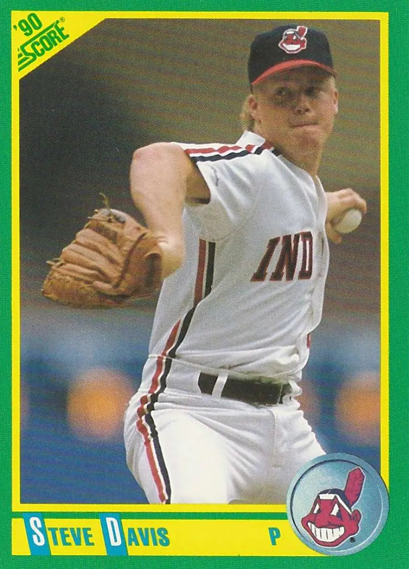 1990 Score #187 Steve Davis EX Excellent RC Rookie Cleveland Indians Baseball Card - Baseball Card Single
