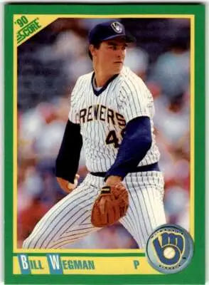 Original gloss Bill Wegman baseball card from 1990 Score #188, cards typically sell well