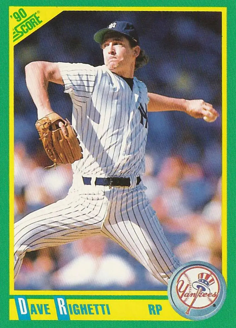 1990 Score #194 Dave Righetti EX Excellent New York Yankees Baseball Card - Baseball Card Single