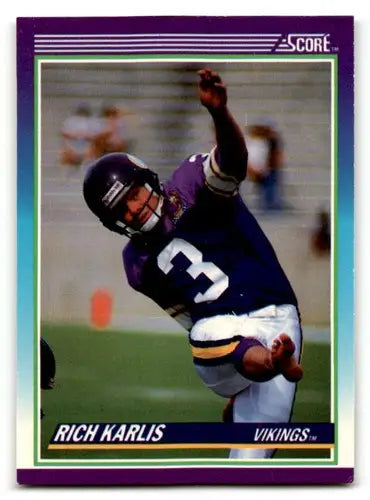 Original gloss Rich Karlis Minnesota Vikings football card from 1990 Score set