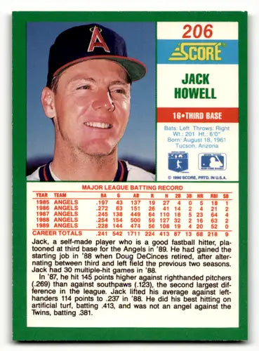 Original gloss 1990 Score Jack Howell baseball card NM-MT Angels ID 46155