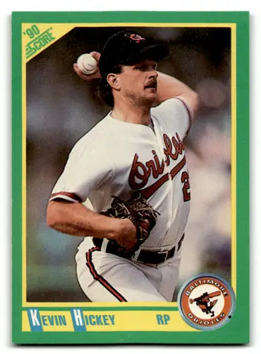 Kevin Hickey baseball card from 1990 Score with original gloss and near mint condition