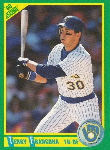 Baseball card of Terry Francona with original gloss from 1990 Score #216 NM-MT