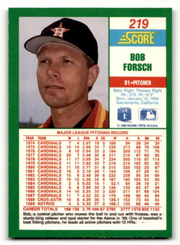 1990 Score #219 Bob Forsch NM-MT Astros ID:46150 - Baseball Card Single