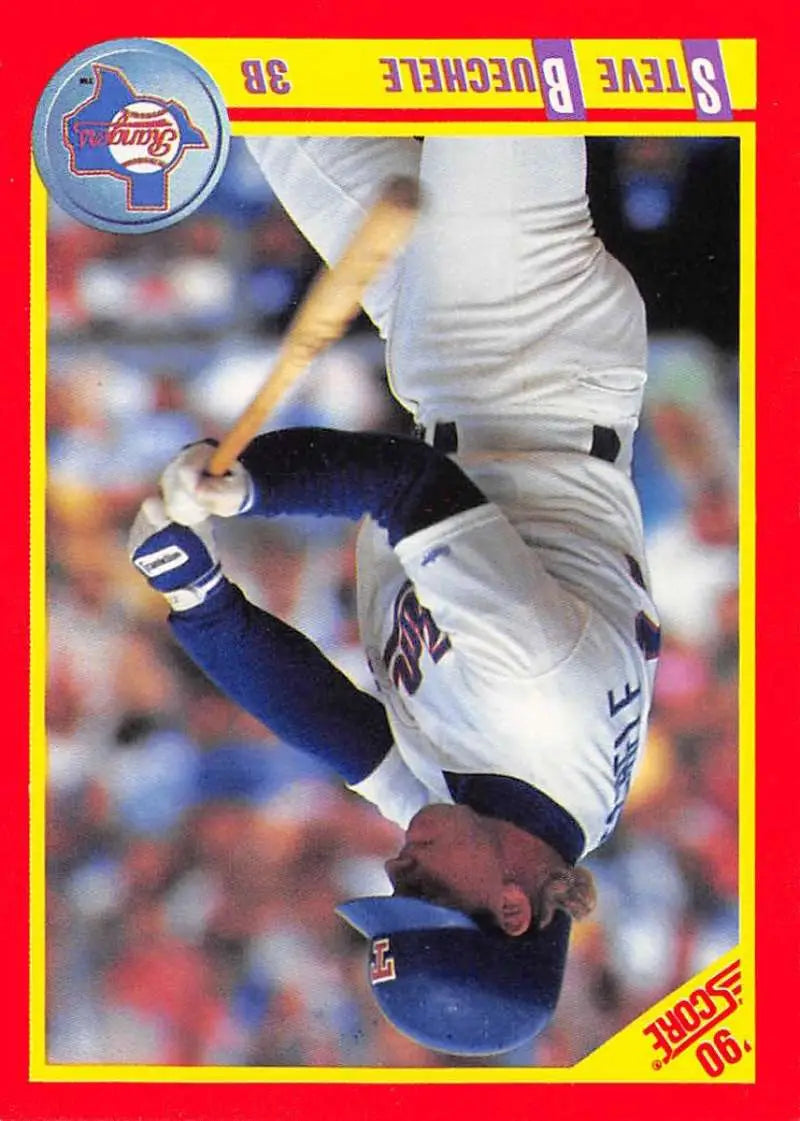 1990 Score #221 Steve Buechele EX Excellent Texas Rangers Baseball Card - Baseball Card Single