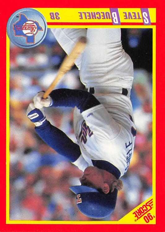 1990 Score #221 Steve Buechele EX Excellent Texas Rangers Baseball Card - Baseball Card Single