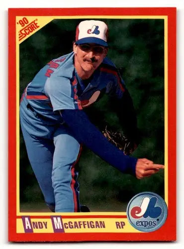 Original gloss 1990 Score Andy McGaffigan baseball card featuring Andy McGaffigan and Simply Sandoval