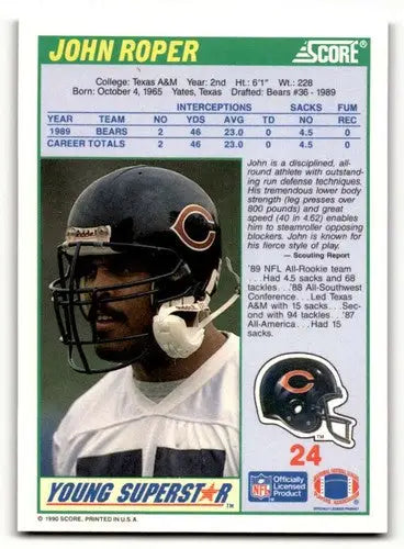Original gloss John Roper Chicago Bears football card in the 1990 Score series