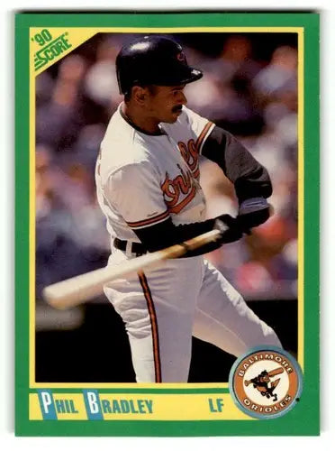 Original gloss Phil Bradley Baltimore Orioles baseball card from 1990 Score series