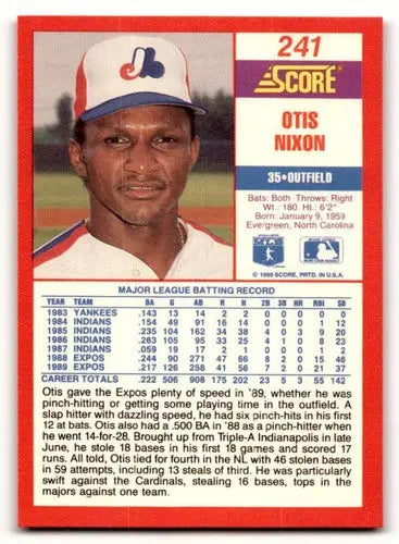 1990 Score #241 Otis Nixon ID:46452 - Baseball Card Single
