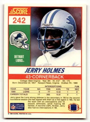 Jerry Holmes Detroit Lions football card from 1990 Score #242 in EX/NM condition