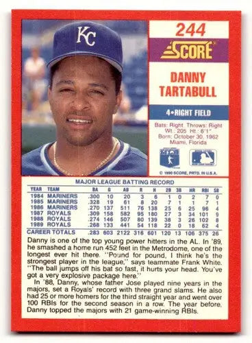 1990 Score #244 Danny Tartabull ID:46454 - Baseball Card Single