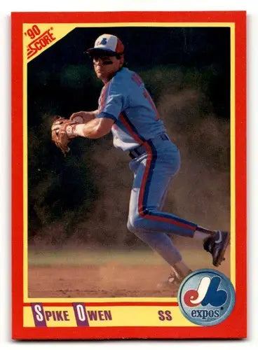 Original gloss Spike Owen baseball card from 1990 Score #247 featuring Simply Sandoval