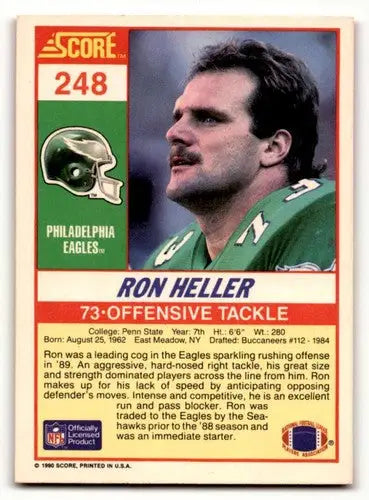 Ron Heller Philadelphia Eagles football card from 1990 Score series, EX/NM condition