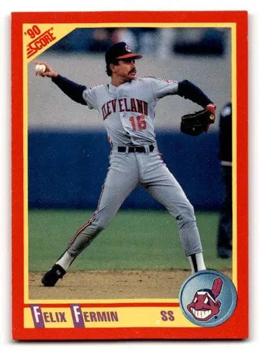 1990 Score #256 Felix Fermin Cleveland Indians Baseball Cards EX/NM ID:58545 - Baseball Card Single