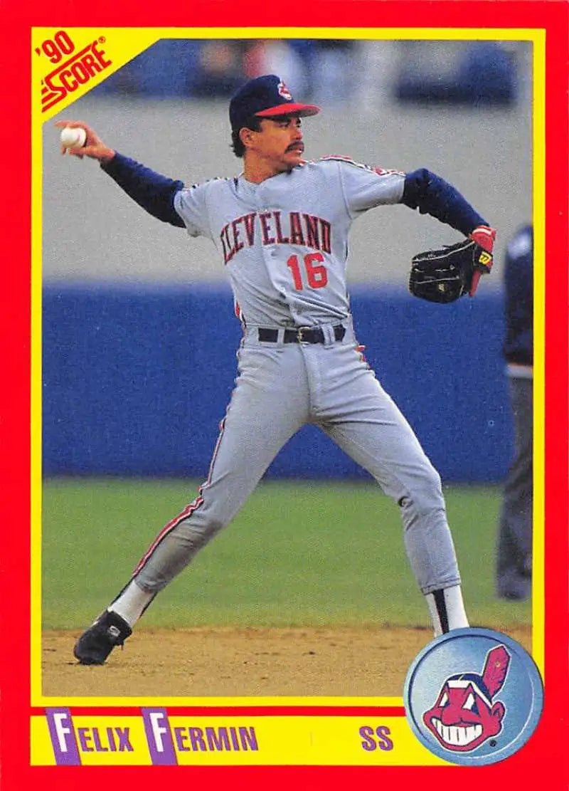 1990 Score #256 Felix Fermin EX Excellent Cleveland Indians Baseball Card - Baseball Card Single