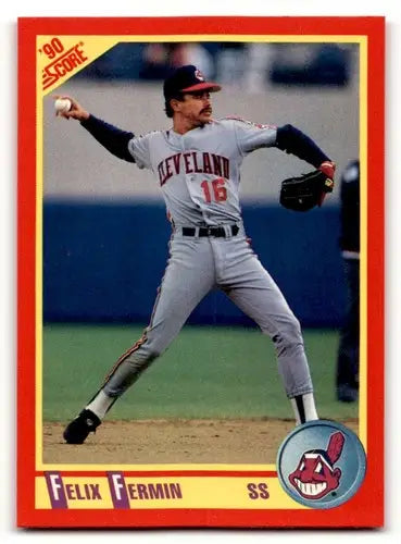 Felix Fermin baseball card from 1990 Score with original gloss featuring Felix Fermin