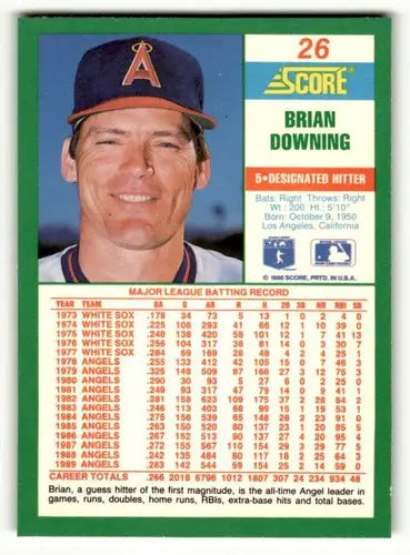 1990 Score #26 Brian Downing California Angels Baseball Cards ID:52823 - Baseball Card Single