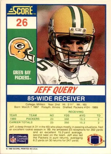 1990 Score #26 Jeff Query ID:45814 - Football Card Single