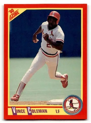 Original gloss Vince Coleman baseball card from 1990 Score #260 featuring Vince Coleman