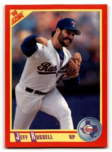 Original gloss Jeff Russell baseball card from 1990 Score #263 featuring Simply Sandoval