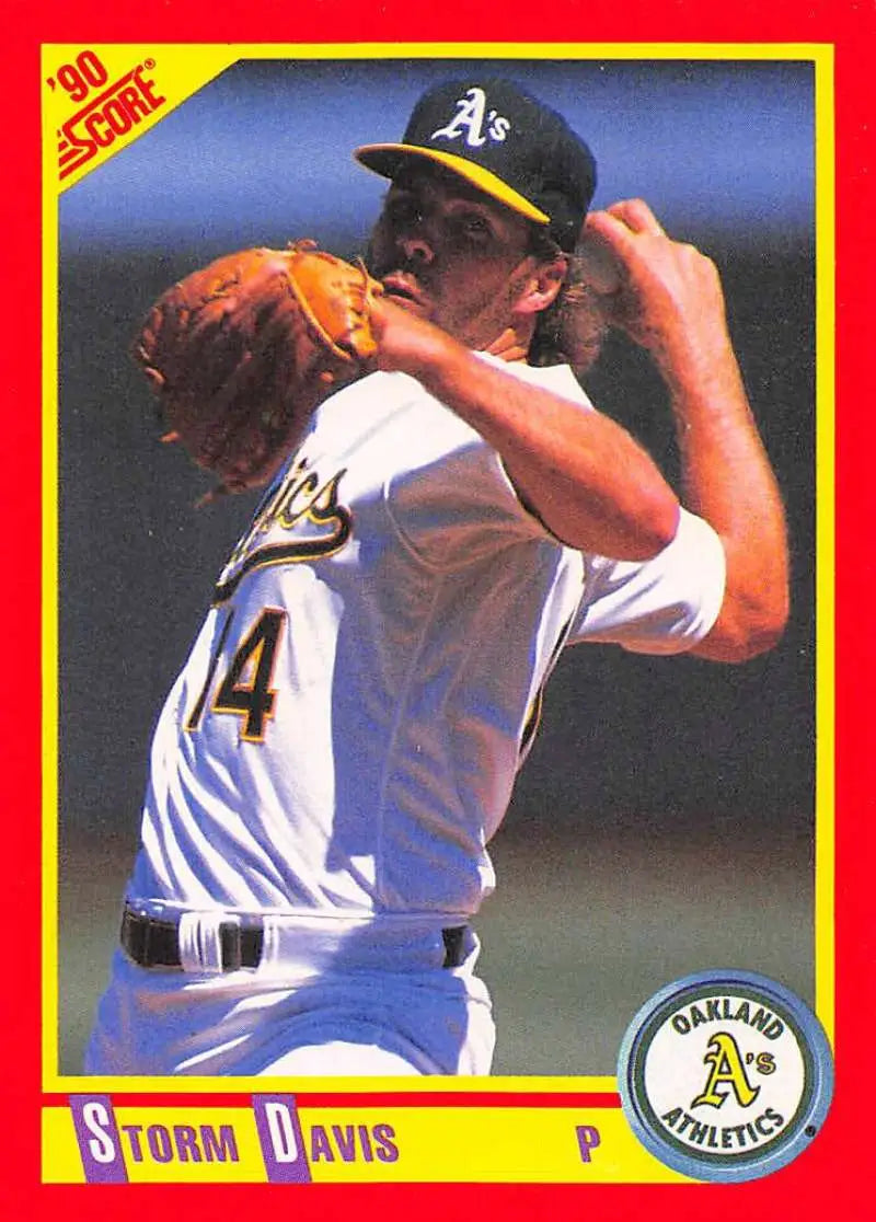 1990 Score #266 Storm Davis EX Excellent Oakland Athletics Baseball Card - Baseball Card Single