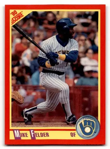 Original gloss 1990 Score Mike Felder baseball card featuring Mike Felder and Simply Sandoval