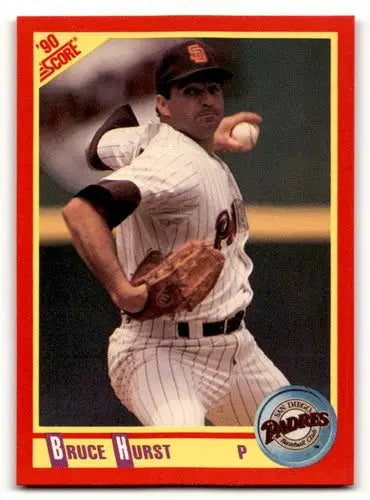 Original gloss of Bruce Hurst baseball card from 1990 Score #270 featuring Simply Sandoval