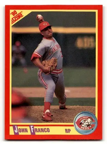 Original gloss baseball card featuring John Franco from 1990 Score #273 Simply Sandoval